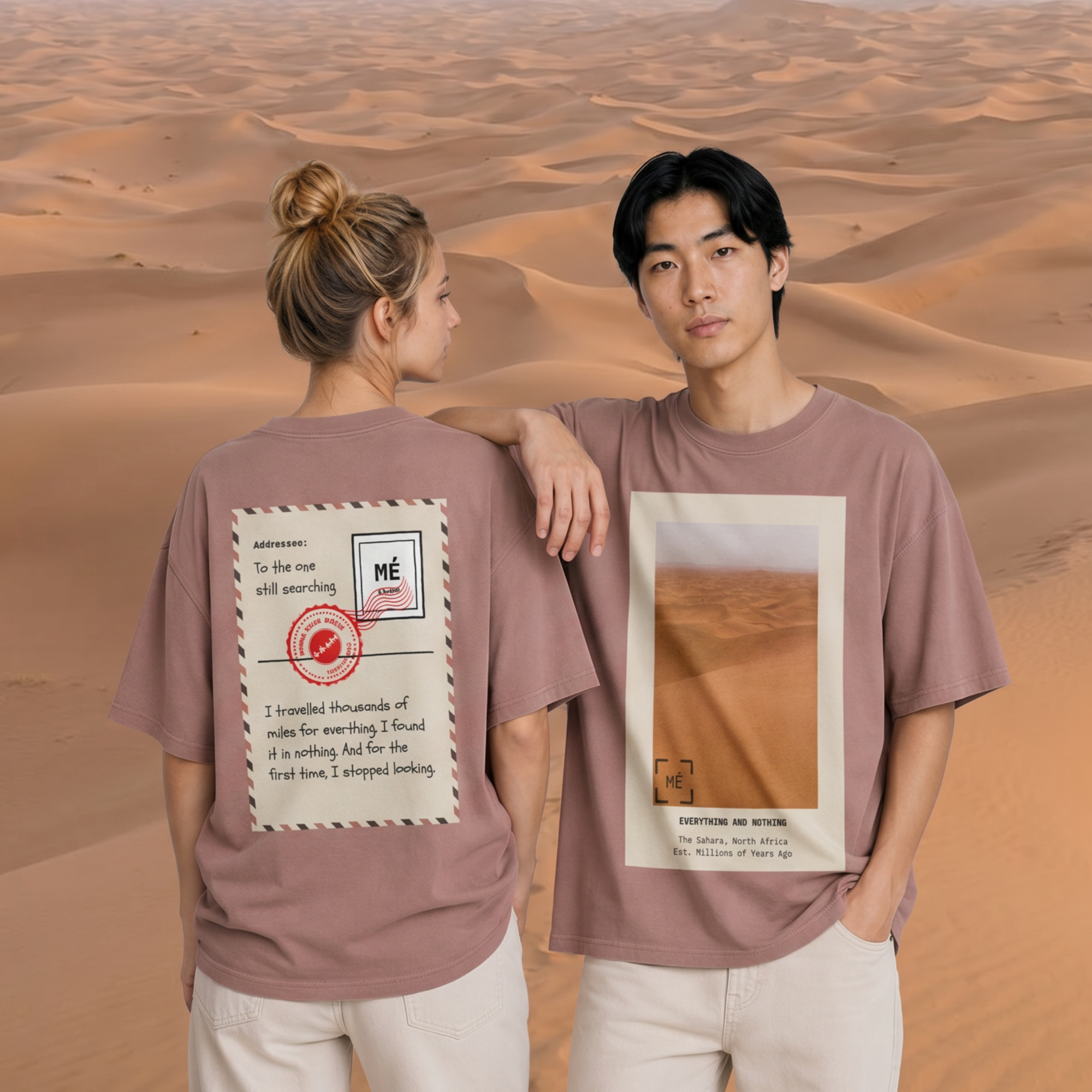 The Sahara Collection: Faded Pink Unisex Oversized Heavyweight T-Shirt