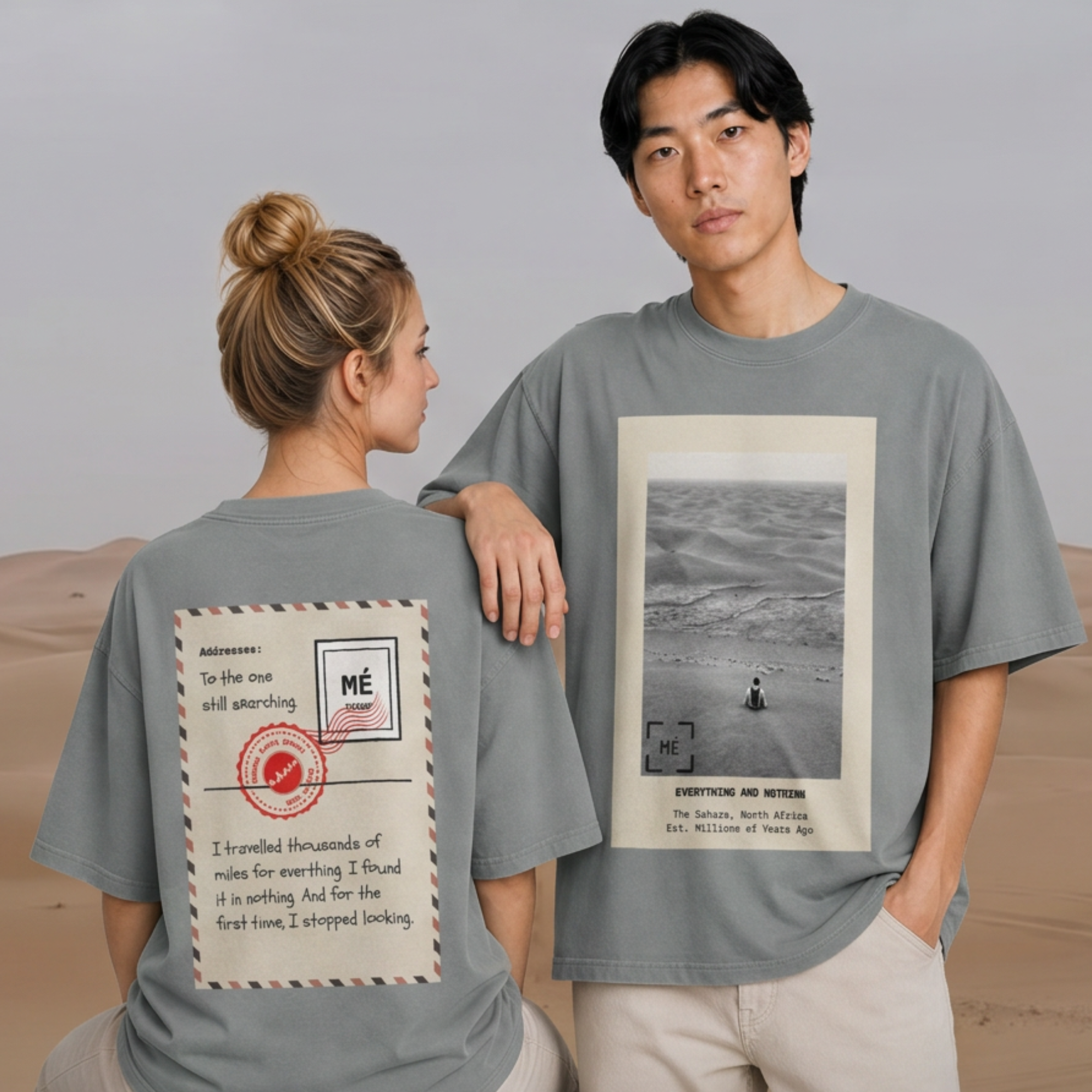 The Sahara Collection: Faded Storm Unisex Oversized Heavyweight T-Shirt