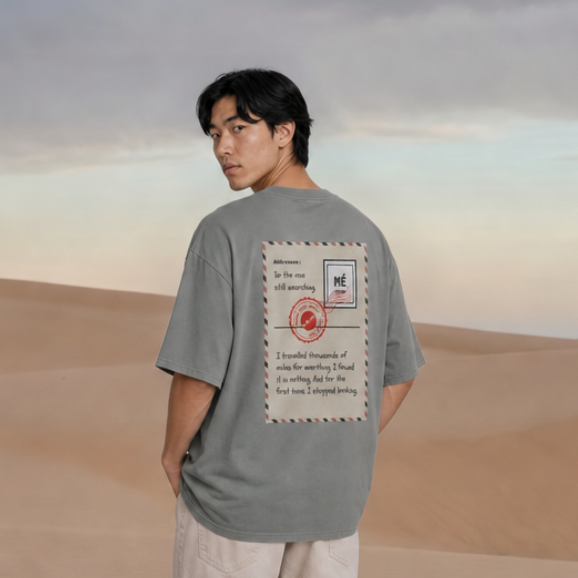 The Sahara Collection: Faded Storm Unisex Oversized Heavyweight T-Shirt